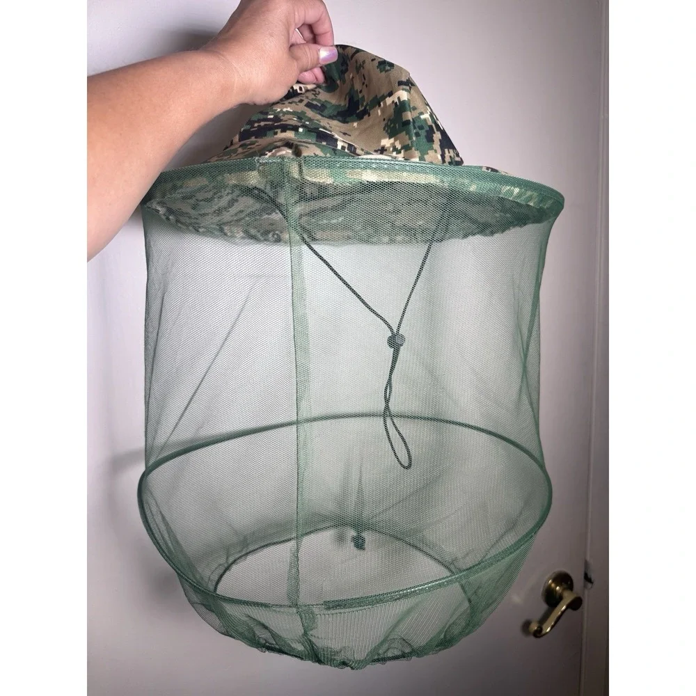 Beekeeper Camo Hat Mosquito Insect Net Veil Head Face Protector Fishing Hiking